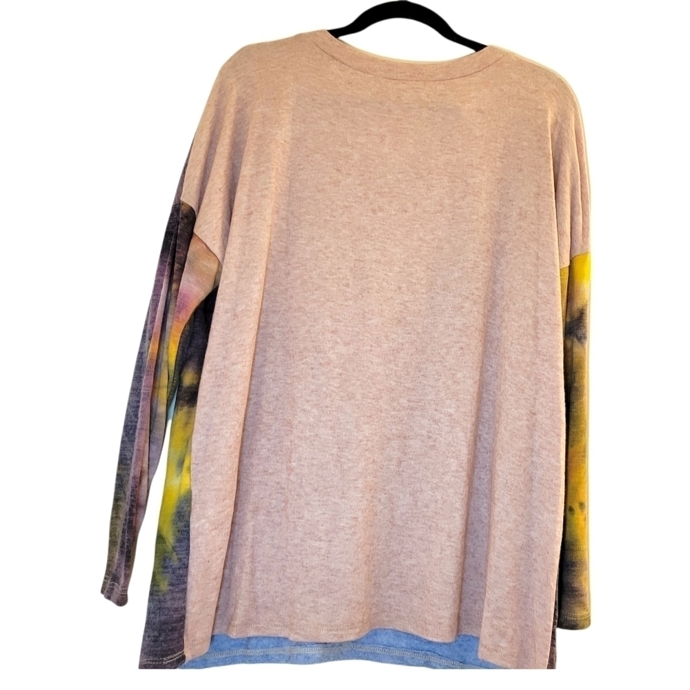 Two Tone Tie Dye Ashley Knit Lightweight Color Block Sweater - Picture 11 of 12